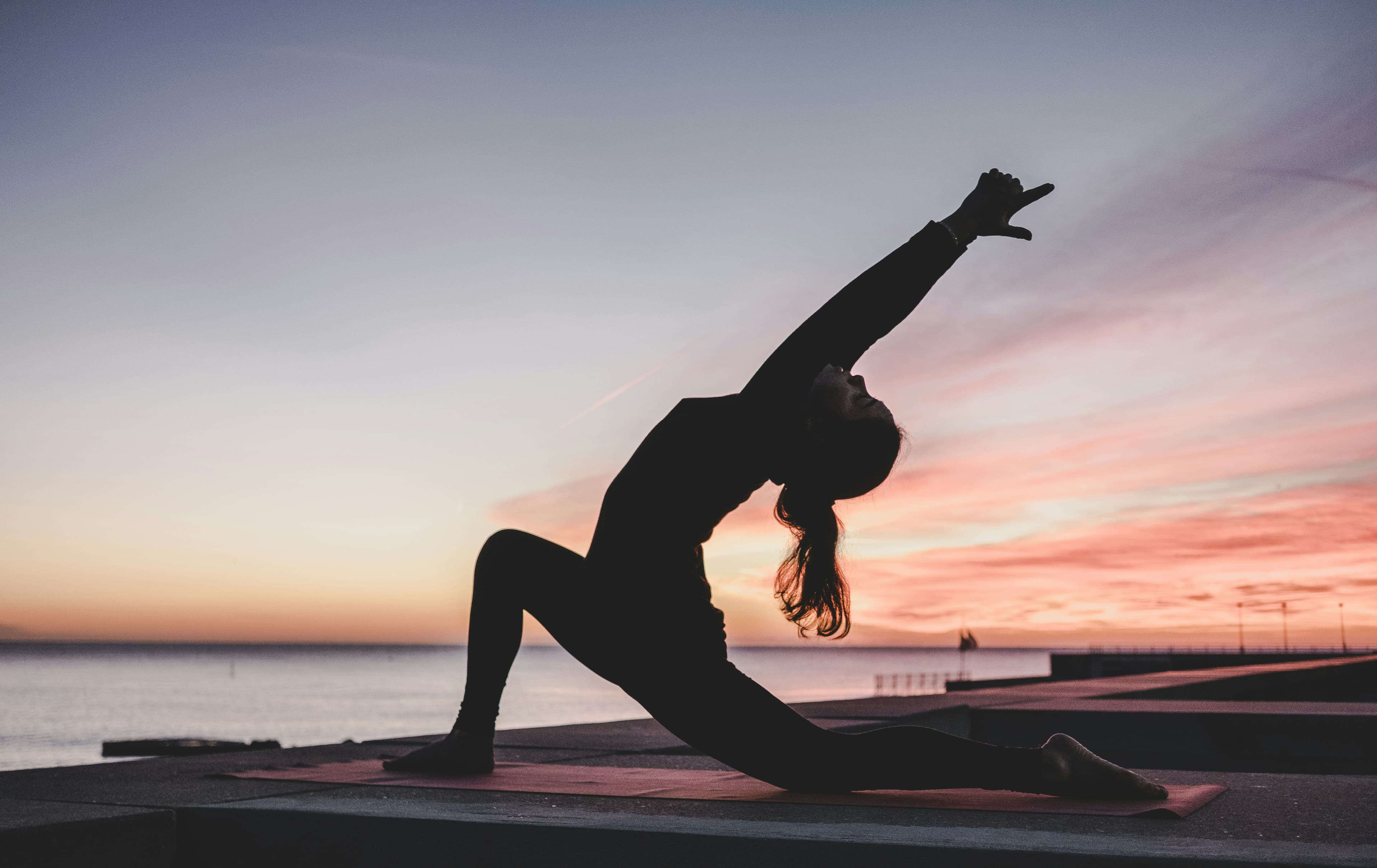 Yoga practice in a sunlit room